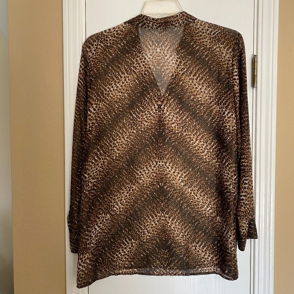 Cache Animal Print Sheer Long Sleeve Blouse - image 4